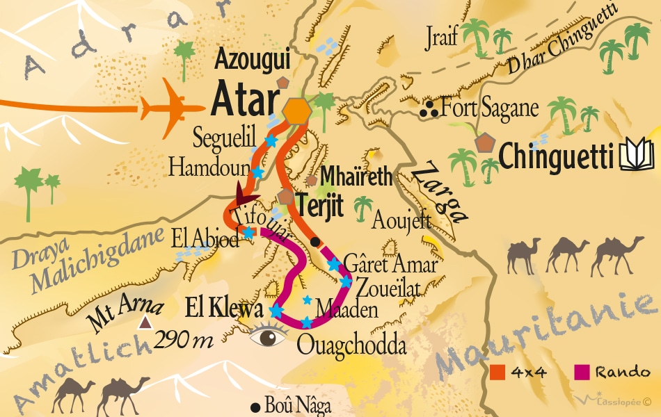 Carte circuit Dunes et oasis El Klewa - Point Afrique