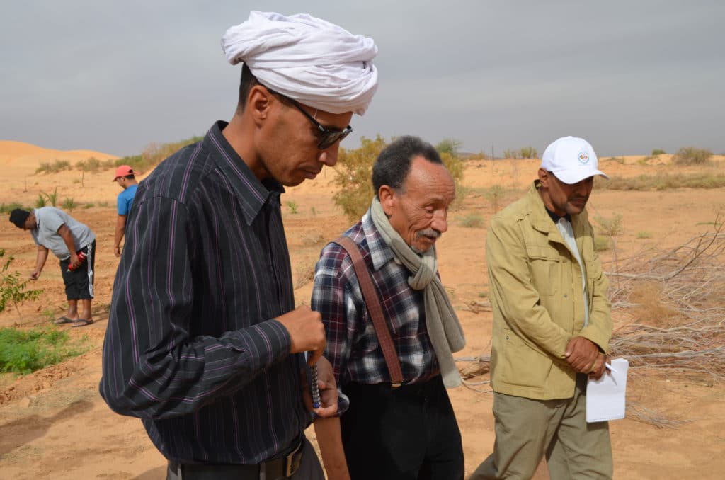 PIerre Rabhi en visite dans les jardins de Maaden en mauritanie