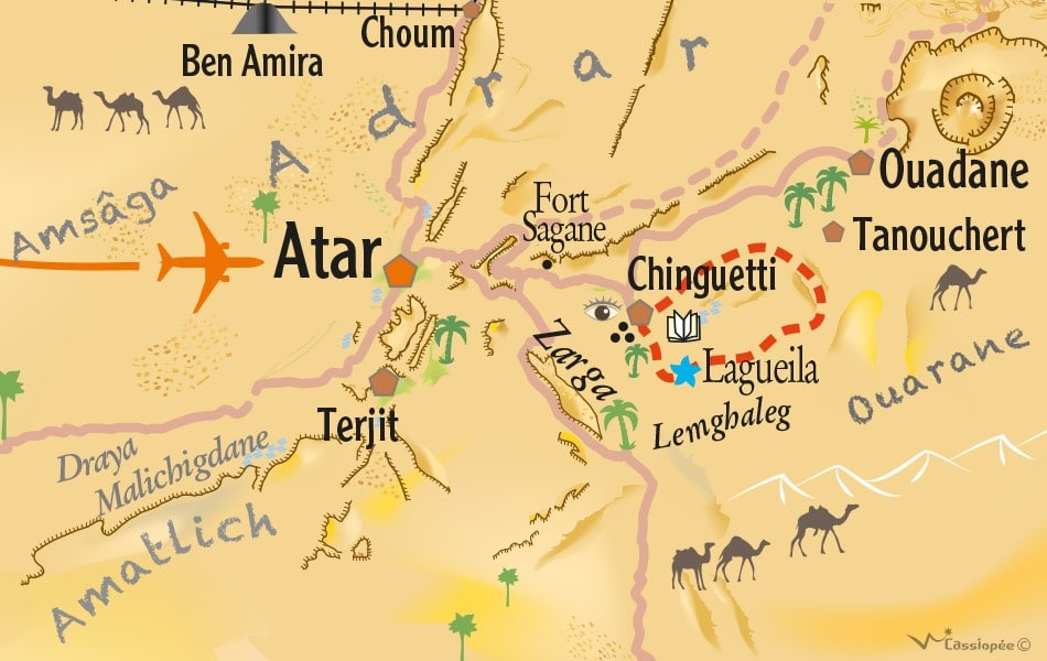 Carte circuit Théma Silence et méditation dans le désert (autour de Chinguetti)