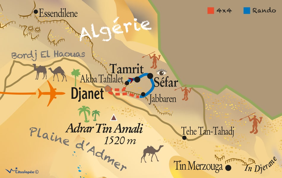 Carte Randonnée Tassili Préhistorique portage avec des ânes