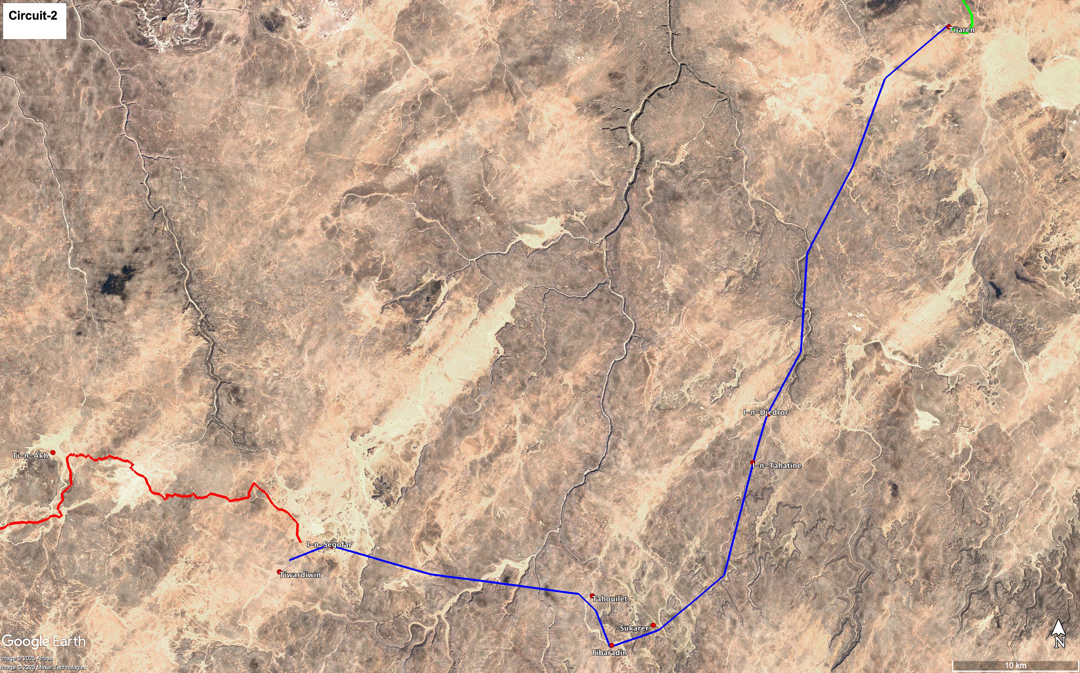 Carte circuit exploration rupestre avec Yves Gauthier Plateau Tassilli N'Ajjers - 15 jours en rando chameliere | Point-Afrique Voyages